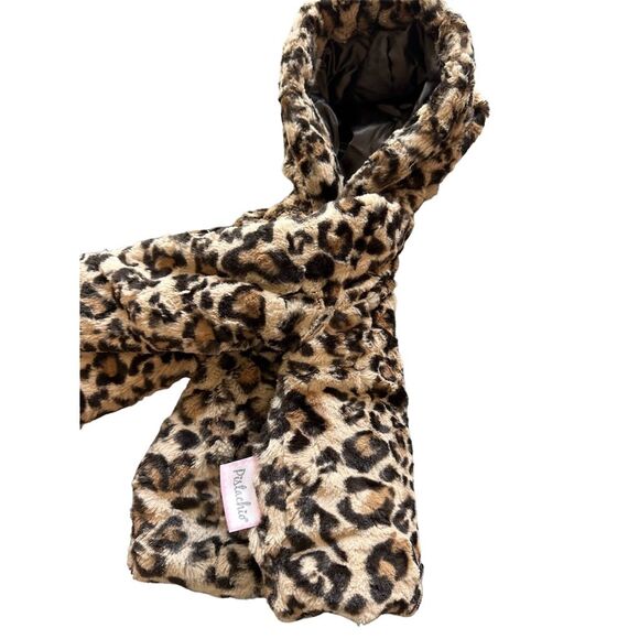Girls Leopard Print Faux Fur Hooded Jacket Size 2T Multicolor - Picture 2 of 4